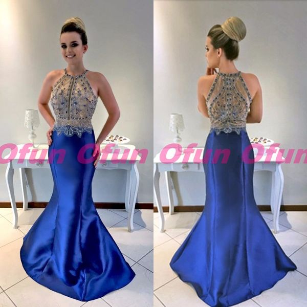 fancy royal blue mermaid prom dress sleeveless jewel neck beaded zipper back satin floor length evening party gowns, Black
fancy royal blue mermaid prom dress sleeveless jewel neck beaded zipper back satin floor length evening party gowns, Black
