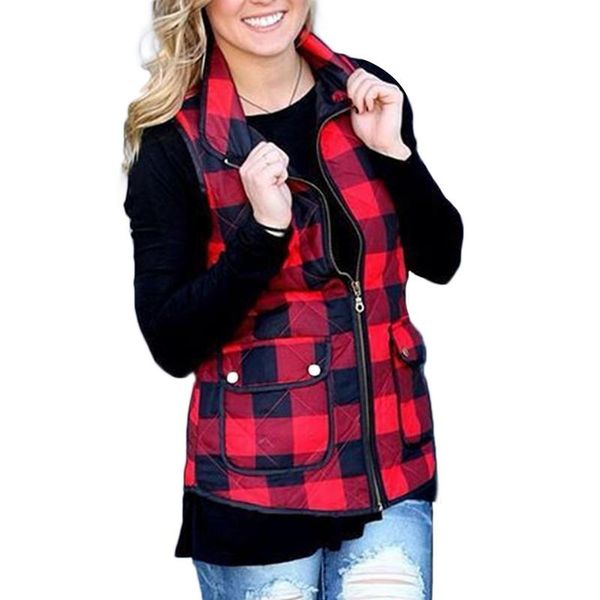a plaid duvet women's coat vest with large jacket with pocket fashion keep warm slim fit comfortable for spring winter, Black;white
a plaid duvet women's coat vest with large jacket with pocket fashion keep warm slim fit comfortable for spring winter, Black;white