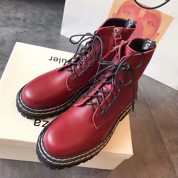 2019 autumn and winter stars with the same paragraph wine red martin boots femaler new flat bottom thick with lace-up motorcycle boots
2019 autumn and winter stars with the same paragraph wine red martin boots femaler new flat bottom thick with lace-up motorcycle boots