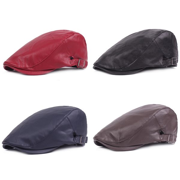 men leather gatsby cap cabbie newsboy beret 4 colors casual golf flat cap winter berets for middle-aged and old people, Blue;gray
men leather gatsby cap cabbie newsboy beret 4 colors casual golf flat cap winter berets for middle-aged and old people, Blue;gray
