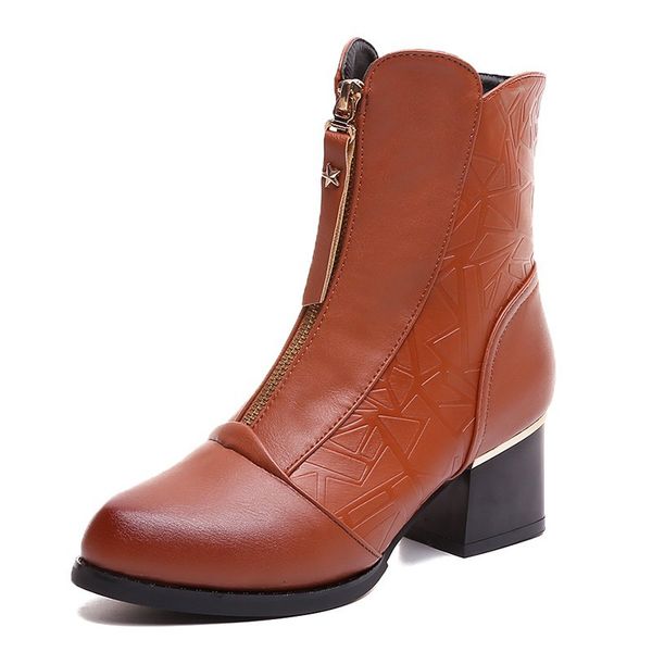winter boots women fashion chunky high heels shoes ladies pointed toe retro pu leather zip martin boots, Black
winter boots women fashion chunky high heels shoes ladies pointed toe retro pu leather zip martin boots, Black
