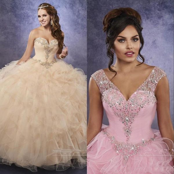 New Champagne Quinceanera with Detachable Straps Beaded Basque Waistline Ruffles Pink Sweet 16 Dress Lace Up Back Masquerade Gowns
New Champagne Quinceanera with Detachable Straps Beaded Basque Waistline Ruffles Pink Sweet 16 Dress Lace Up Back Masquerade Gowns