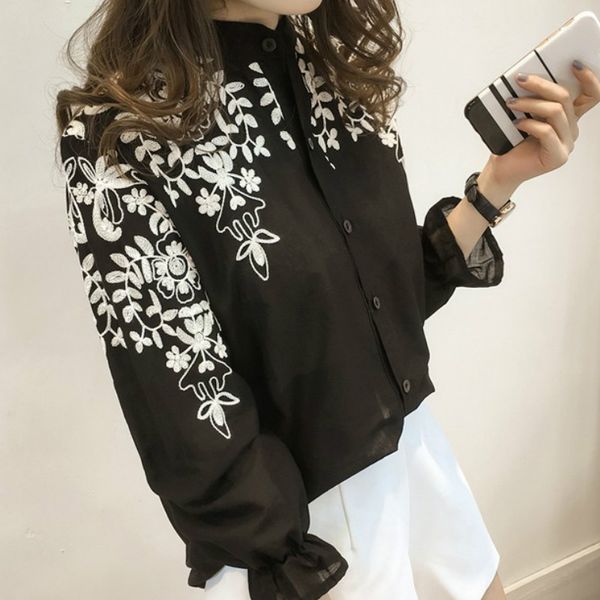 2019 fashion women embroidery blouse summmer korean style holiday casual shirt plus size s-5xl, White
2019 fashion women embroidery blouse summmer korean style holiday casual shirt plus size s-5xl, White