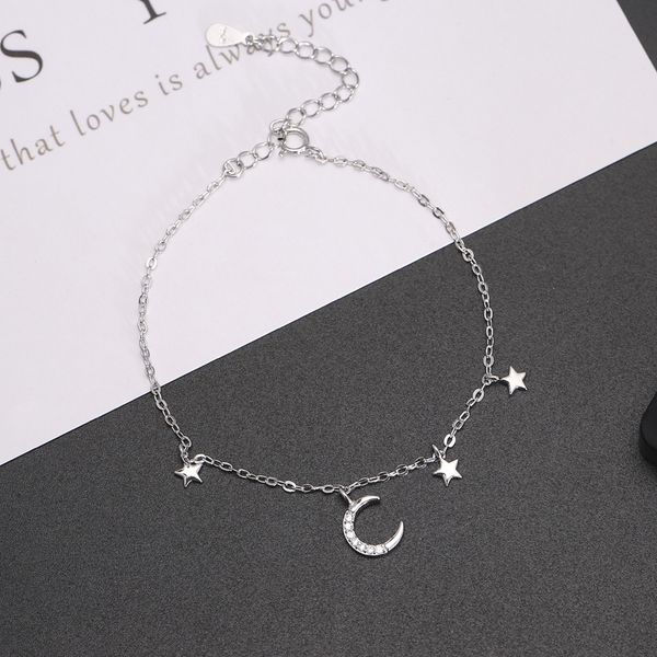 new design temperament 925 sterling silver jewelry moon and star pendant personalized crystal bracelet for women, Golden;silver
new design temperament 925 sterling silver jewelry moon and star pendant personalized crystal bracelet for women, Golden;silver