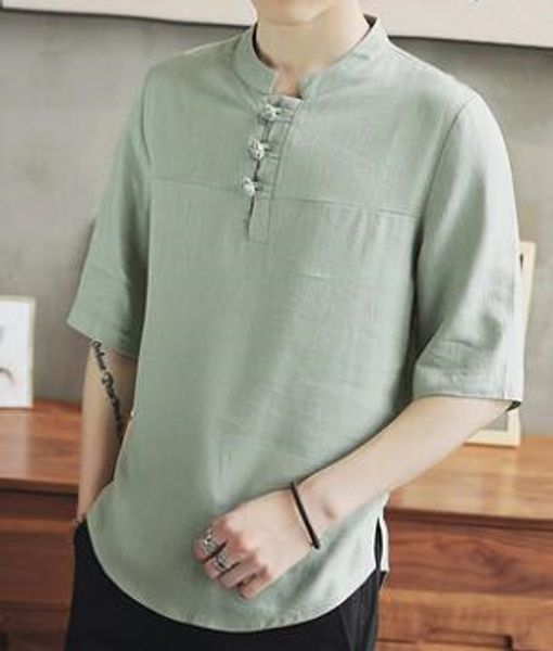 t shirt 2019 men summer fashion gray yellow white linen short sleeve blank chinese style easy leisure t-shirt 08, Blue;black
t shirt 2019 men summer fashion gray yellow white linen short sleeve blank chinese style easy leisure t-shirt 08, Blue;black