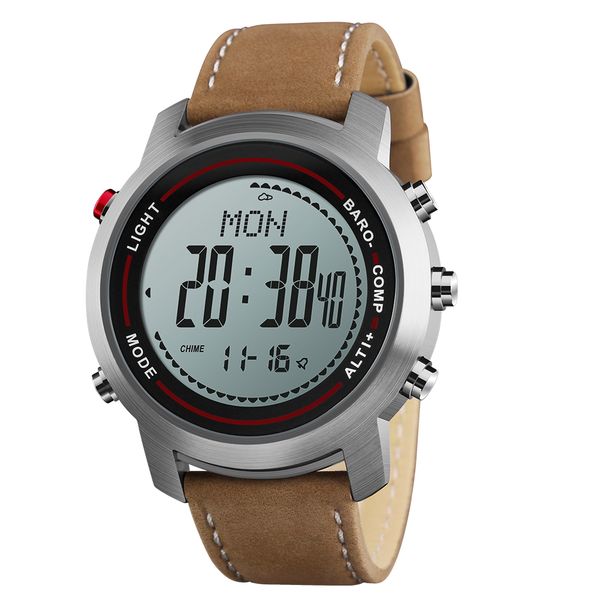 men's fashion leather band multi-function 5atm stainless steel dial mountaineer sports watch altimeter barometer thermometer ly191216, Slivery;brown
men's fashion leather band multi-function 5atm stainless steel dial mountaineer sports watch altimeter barometer thermometer ly191216, Slivery;brown