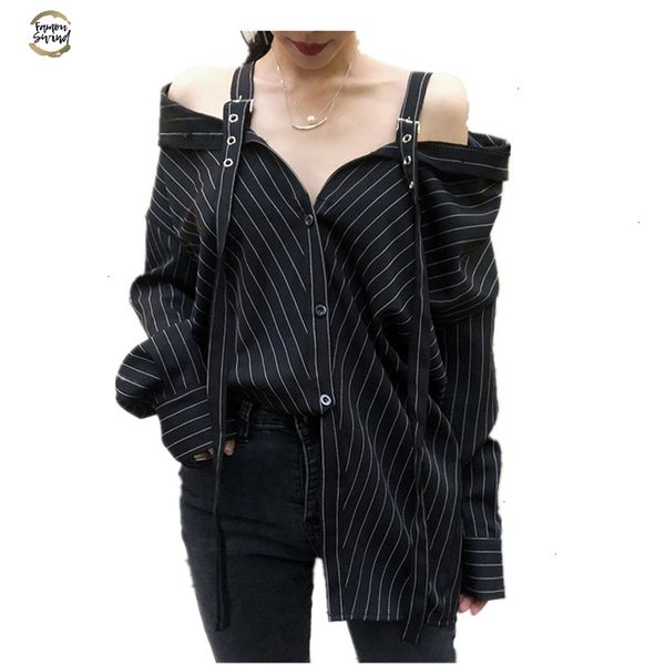 punk gothic off shoulder blouse 2019 women korean fashion strapless long sleeve vinatge striped kpop shirts, White
punk gothic off shoulder blouse 2019 women korean fashion strapless long sleeve vinatge striped kpop shirts, White