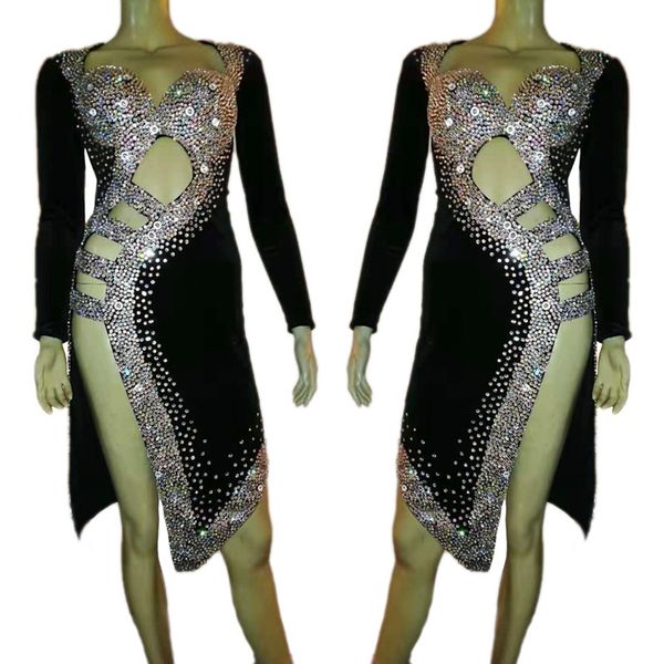 women latin dance costume black velvet full rhinestones backless slit dress evening party prom stage crystal dress singer, Black;red
women latin dance costume black velvet full rhinestones backless slit dress evening party prom stage crystal dress singer, Black;red