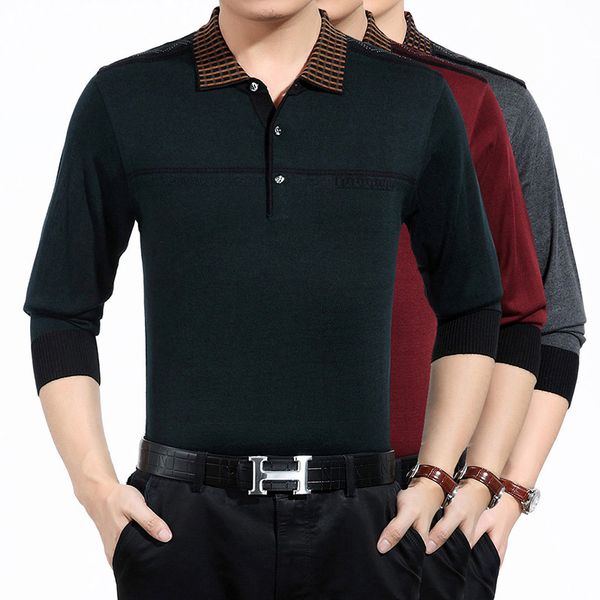 

brand knitted sweaters men autumn sweater thin turndown collar pullover mens plus size long sleeved shirts gray wine red blue, White;black