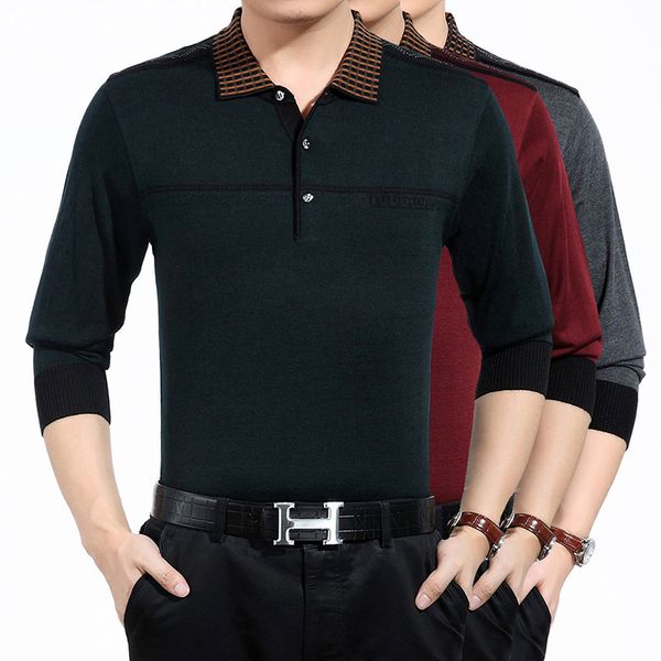 

brand knitted sweaters men autumn sweater thin turndown collar pullover mens plus size long sleeved shirts gray wine red blue, White;black