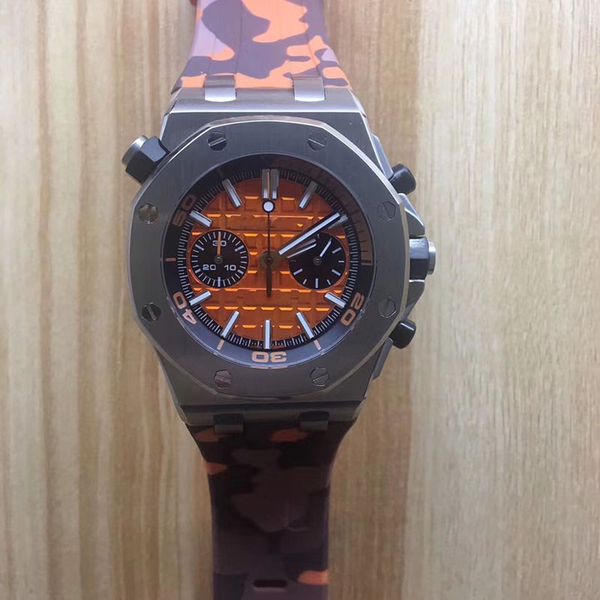 quartz vk movement men watch chronograph royal oak orange dial sweat band band male clock montre homme, Slivery;brown
quartz vk movement men watch chronograph royal oak orange dial sweat band band male clock montre homme, Slivery;brown