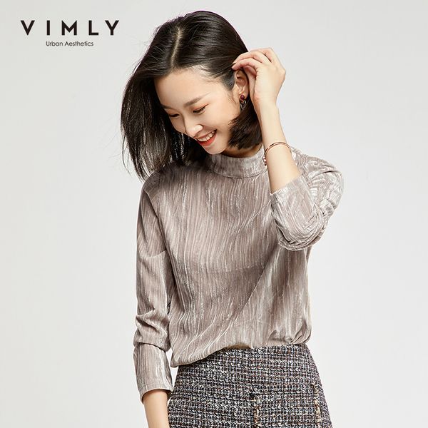 vimly 2020 spring autumn women solid shirt elegant office lady stand collar slim long sleeve casual female 98755, White;black
vimly 2020 spring autumn women solid shirt elegant office lady stand collar slim long sleeve casual female 98755, White;black