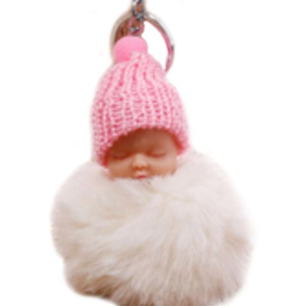 sleeping baby doll keychain cute pompom fluffy artificial fur ball key chain for women car bag key ring for girls, Silver
sleeping baby doll keychain cute pompom fluffy artificial fur ball key chain for women car bag key ring for girls, Silver