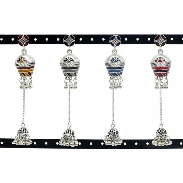 new product wave retro color semia long bell pendant earrings ladies ethnic style earrings hundred matching accessories, Silver
new product wave retro color semia long bell pendant earrings ladies ethnic style earrings hundred matching accessories, Silver
