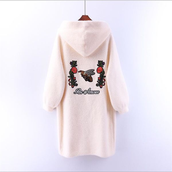 hooded long thick sweater coat female 2019 new loose patch solid pockets embroidery imitation mink coat, Black
hooded long thick sweater coat female 2019 new loose patch solid pockets embroidery imitation mink coat, Black