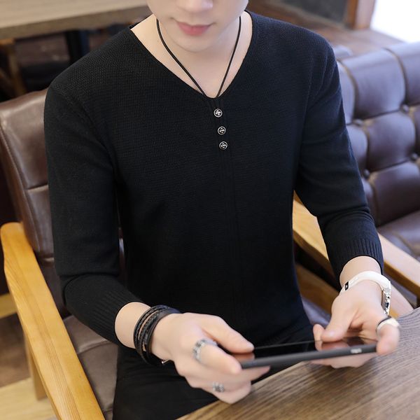 2018 black sweater men sweater korean style men fashion v collar slim line casual, White;black
2018 black sweater men sweater korean style men fashion v collar slim line casual, White;black