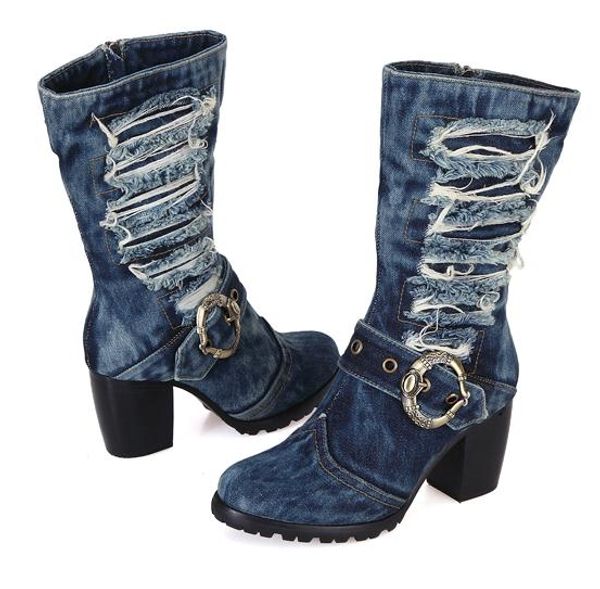2016 new arrival mid-calf blue jeans boots cool appliques denim boots for women short cowboy shoes woman, Black
2016 new arrival mid-calf blue jeans boots cool appliques denim boots for women short cowboy shoes woman, Black