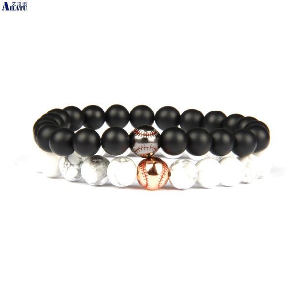 ailatu couples jewelry baseball beaded bracelet wholesale 10pcs/lot natural white howlite & matte onyx stone, Golden;silver
ailatu couples jewelry baseball beaded bracelet wholesale 10pcs/lot natural white howlite & matte onyx stone, Golden;silver