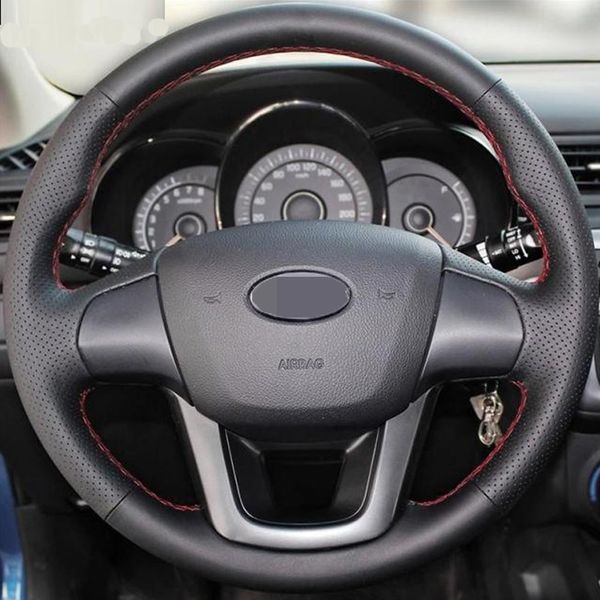 hand-stitched black leather steering wheel cover for kia k2 kia rio 2011-2013
hand-stitched black leather steering wheel cover for kia k2 kia rio 2011-2013
