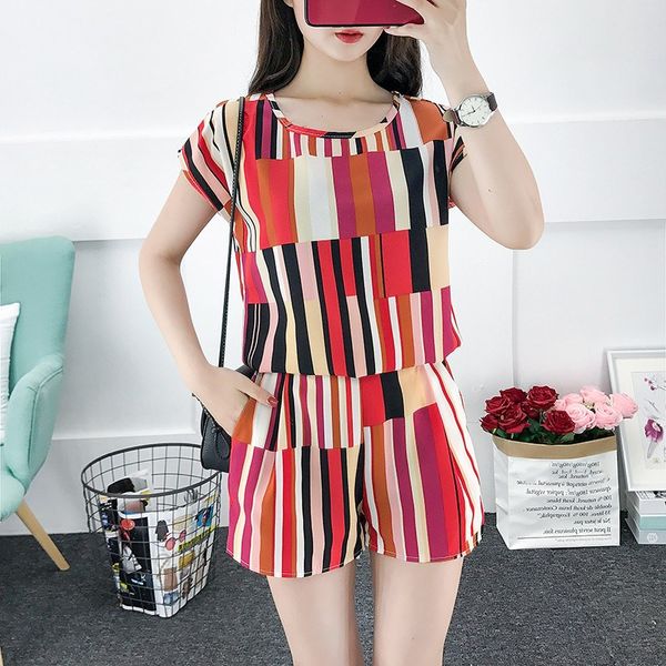 plus size women 2 pieces sets ladies striped shorts suit casual women short sleeve and mini shorts set, White
plus size women 2 pieces sets ladies striped shorts suit casual women short sleeve and mini shorts set, White