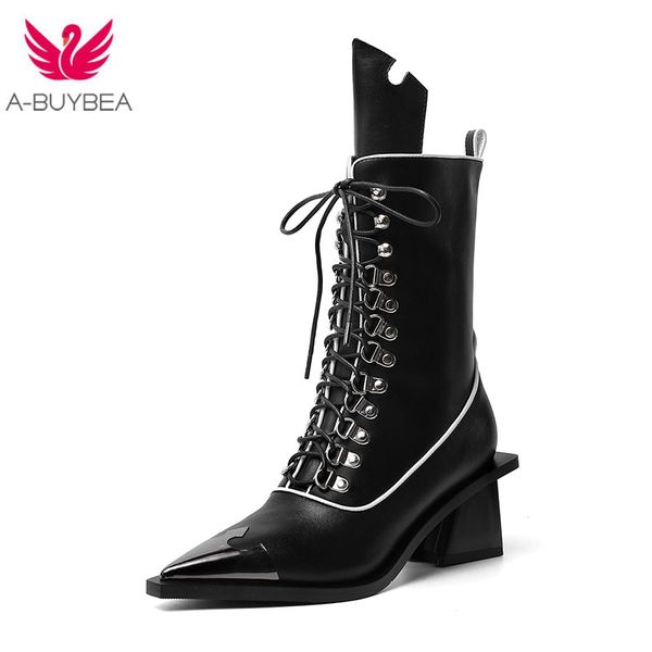 real leather women mid calf boots lace up cowboy boots women black autumn winter botas mujer high heels western
real leather women mid calf boots lace up cowboy boots women black autumn winter botas mujer high heels western