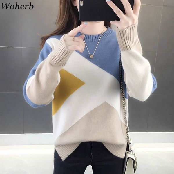 woherb sweater women o neck long sleeve knit pullovers patchwork loose jumpers korean temperament fashion new pull femme 91017, White;black
woherb sweater women o neck long sleeve knit pullovers patchwork loose jumpers korean temperament fashion new pull femme 91017, White;black