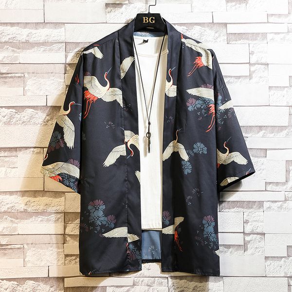 men's casual shirts summer print open stitch japanese kimono black white blue thin sunscreen short sleeve no button shirt coat male, White;black
men's casual shirts summer print open stitch japanese kimono black white blue thin sunscreen short sleeve no button shirt coat male, White;black
