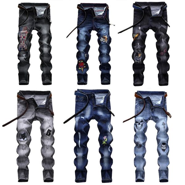 2019 brand jeans mens designer jeans men denim black jeans embroidery pants fashion holes trousers italy size 27-38, Blue
2019 brand jeans mens designer jeans men denim black jeans embroidery pants fashion holes trousers italy size 27-38, Blue