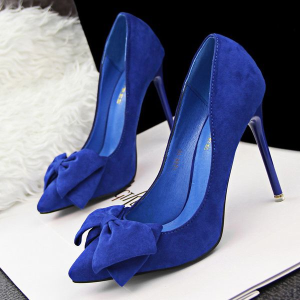 women pumps brand high heels shoes women bowtie pointed toe high heels female shoes red, Black