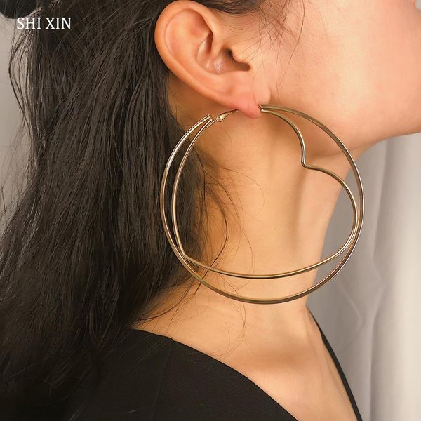shixin 2019 fashion heart big round earrings gold/silver large hoop earrings for women hippie circle earring designer jewelry, Golden;silver
shixin 2019 fashion heart big round earrings gold/silver large hoop earrings for women hippie circle earring designer jewelry, Golden;silver