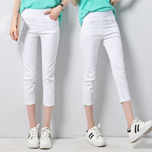 summer plus size skinny capris jeans woman elastic high waist skinny stretch white jean mom female denim pants trousers, Blue
summer plus size skinny capris jeans woman elastic high waist skinny stretch white jean mom female denim pants trousers, Blue