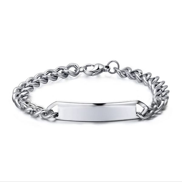 high polished mens stainless steel plain identification tag curb link chain wrist bracelet bangle engraving available, Black
high polished mens stainless steel plain identification tag curb link chain wrist bracelet bangle engraving available, Black