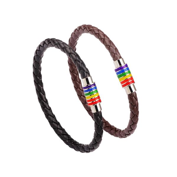 rainbow pride gay bracelet genuine leather copper magnetic clasp wristbands bracelets, White
rainbow pride gay bracelet genuine leather copper magnetic clasp wristbands bracelets, White