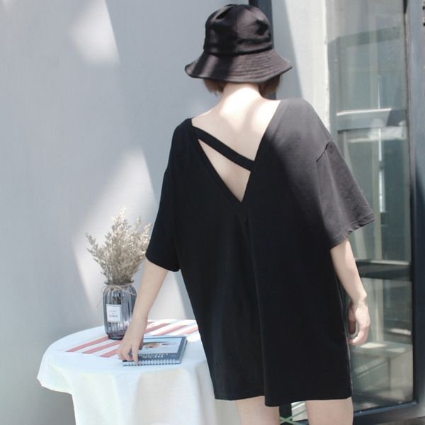 backless t- female vest t-shirt jacket 2020 short-sleeved xiaoxin jacket loose slim medium and long base shirt, White
backless t- female vest t-shirt jacket 2020 short-sleeved xiaoxin jacket loose slim medium and long base shirt, White