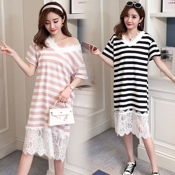 goaryunve 2019 summer new striped patchwork lace pregnant women dress short sleeve v-neck maternity casual cotton dress sweet, White
goaryunve 2019 summer new striped patchwork lace pregnant women dress short sleeve v-neck maternity casual cotton dress sweet, White