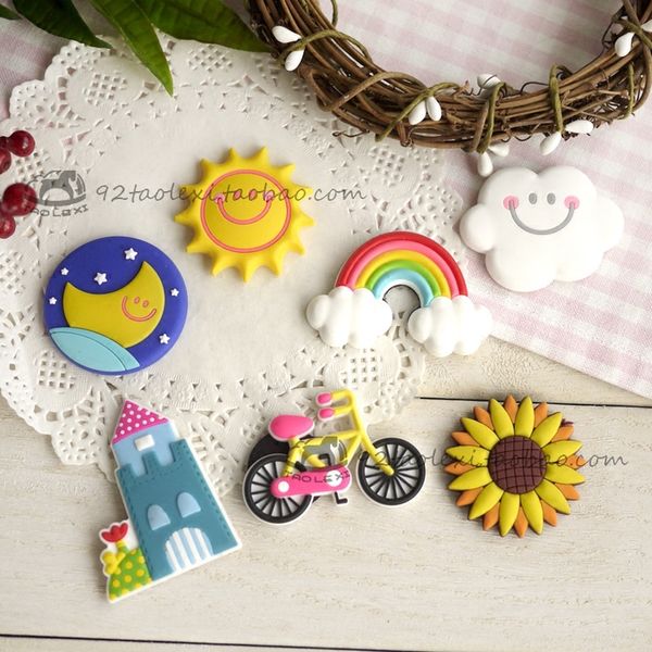babelemi colorful pvc cartoon bike rainbow sun moon sunflower fridge magnets cute refrigerator stickers gifts for children
babelemi colorful pvc cartoon bike rainbow sun moon sunflower fridge magnets cute refrigerator stickers gifts for children