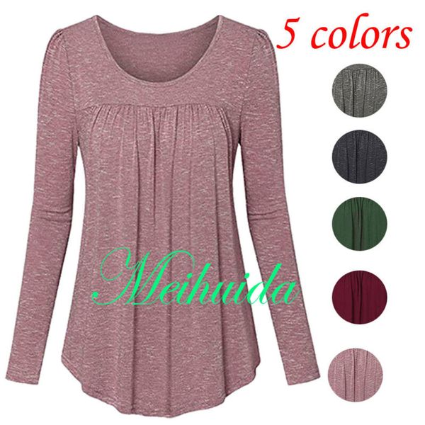 women o neck ruffle pleated swing long sleeve t-shirts autumn casual solid loose long basic tunic ladies daily clothes, White
women o neck ruffle pleated swing long sleeve t-shirts autumn casual solid loose long basic tunic ladies daily clothes, White