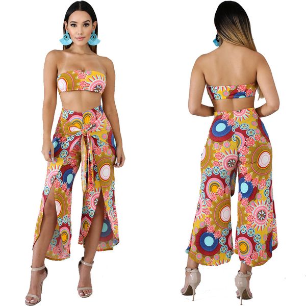 european and american women's clothing geometric patterns printing bra split trousers two-piece set, White
european and american women's clothing geometric patterns printing bra split trousers two-piece set, White