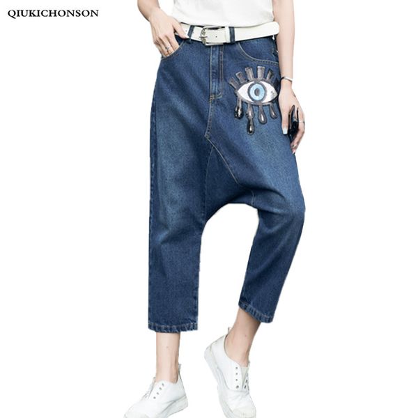 personality hip hop hippie pants women fashion streetwear loose harem jeans sequined big eye embroidery baggy denim trousers, Blue
personality hip hop hippie pants women fashion streetwear loose harem jeans sequined big eye embroidery baggy denim trousers, Blue