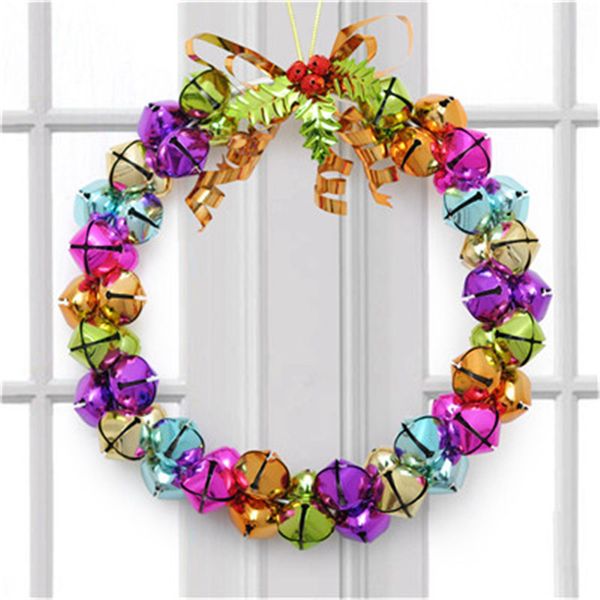 

christmas bell wreath bowknot jingle bell rings pendant for home decor garland christmas party decoration ornaments 2019