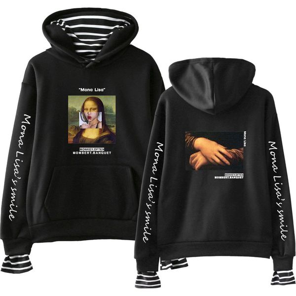 new arrival women's cartoon printed van gogh and mona lisa hoodies sweatshirt long sleeve graphic hoodies stitching striped, Black 
new arrival women's cartoon printed van gogh and mona lisa hoodies sweatshirt long sleeve graphic hoodies stitching striped, Black