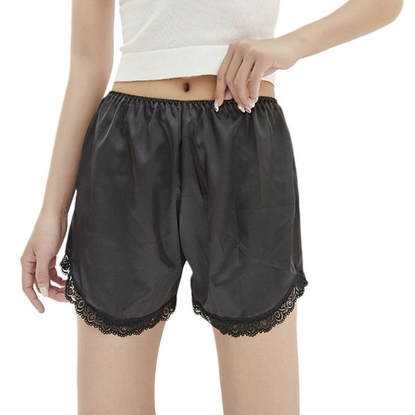 women scalloped lace trim safety shorts imitation silk letters striped loose slip bloomer pants solid color side slit pettipants, Black;pink
women scalloped lace trim safety shorts imitation silk letters striped loose slip bloomer pants solid color side slit pettipants, Black;pink