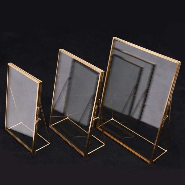 simple antique rectangular tanding transparent glass p frame for home decoration - gold frames