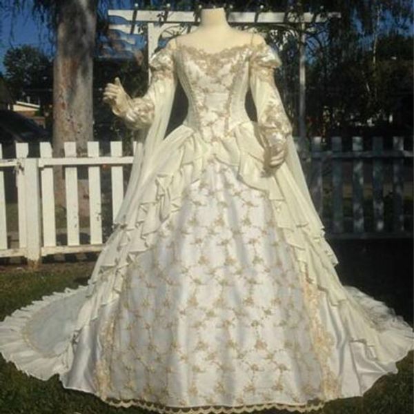 Vintage Ivory Medieval Arabic Wedding Dresses Princess Ball Gown Gothic Wedding Dress With Lace Off The Shoulder Bridal Gowns
Vintage Ivory Medieval Arabic Wedding Dresses Princess Ball Gown Gothic Wedding Dress With Lace Off The Shoulder Bridal Gowns