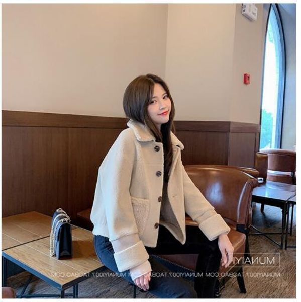 fur one-piece velvet lamb fur coat korean version of the loose short plush coat, Black
fur one-piece velvet lamb fur coat korean version of the loose short plush coat, Black