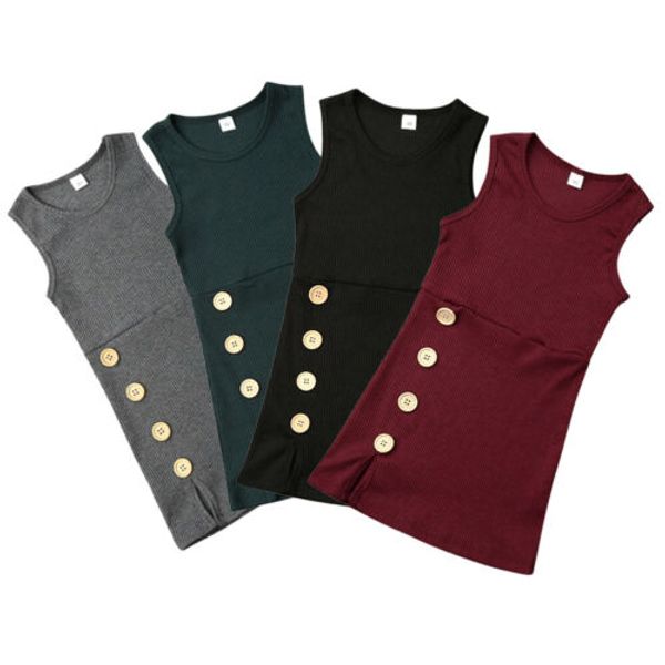 new 4colors baby girl sleeveless dress clothes set button knitted plain casual dresses, Red;yellow
new 4colors baby girl sleeveless dress clothes set button knitted plain casual dresses, Red;yellow
