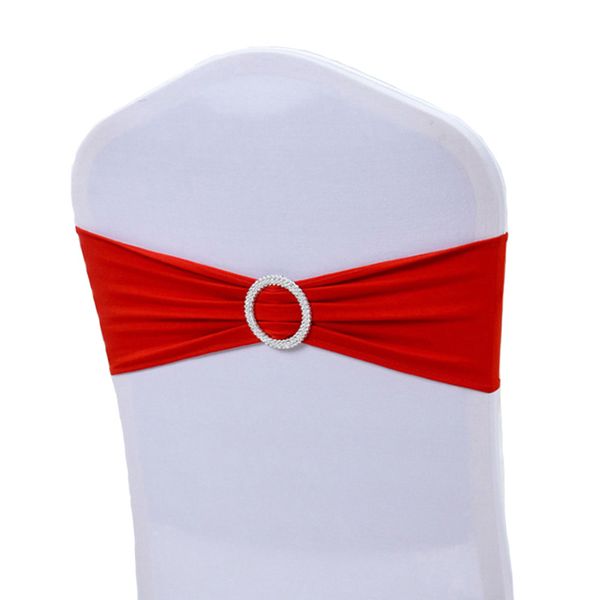 

100pcs lycra chairband stretch elastic spandex chair bow with round ring for wedding banquet party decoration event chair sashes