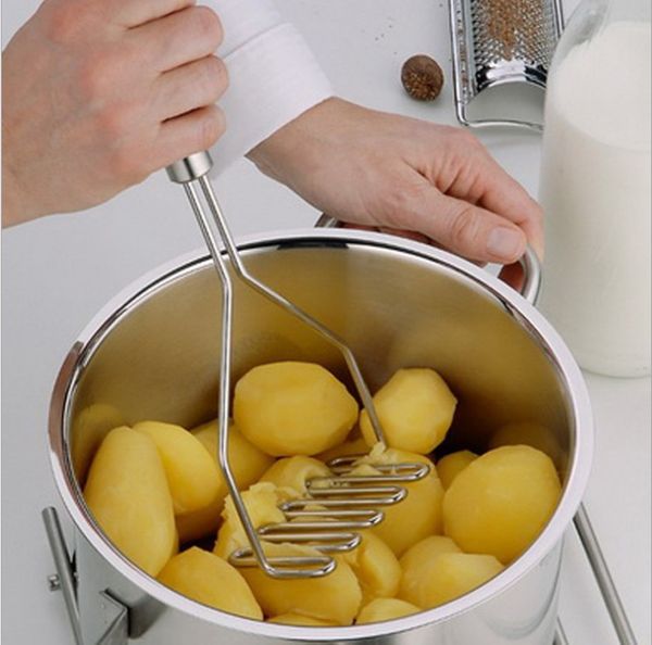 kitchen gourmet stainless steel wire masher, silver