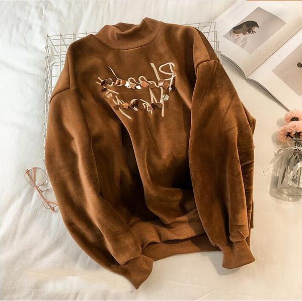 thick velvet sweatshirts woman bead work velour pullover female thick warm winter clothing, Black
thick velvet sweatshirts woman bead work velour pullover female thick warm winter clothing, Black