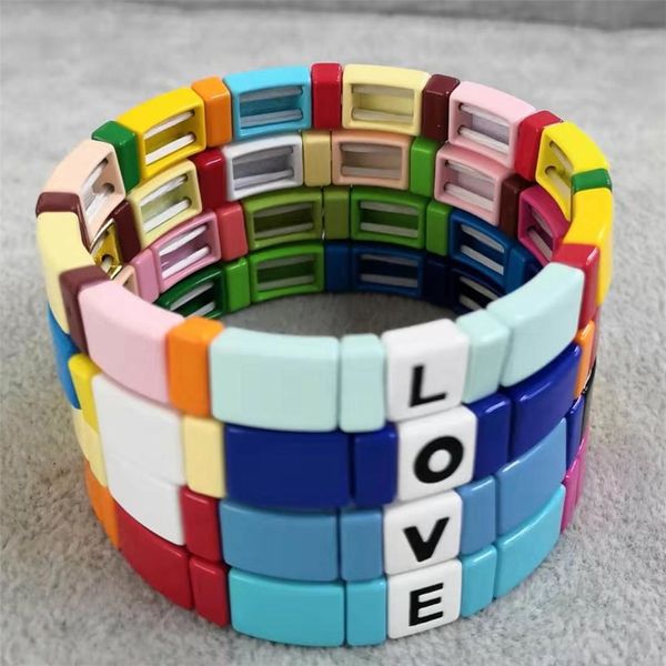 shinus 4pcs tile bracelet women rainbow bangle pulseras 2020 love letter diy bracelets colorful fashion jewelry summer enamel, Golden;silver
shinus 4pcs tile bracelet women rainbow bangle pulseras 2020 love letter diy bracelets colorful fashion jewelry summer enamel, Golden;silver